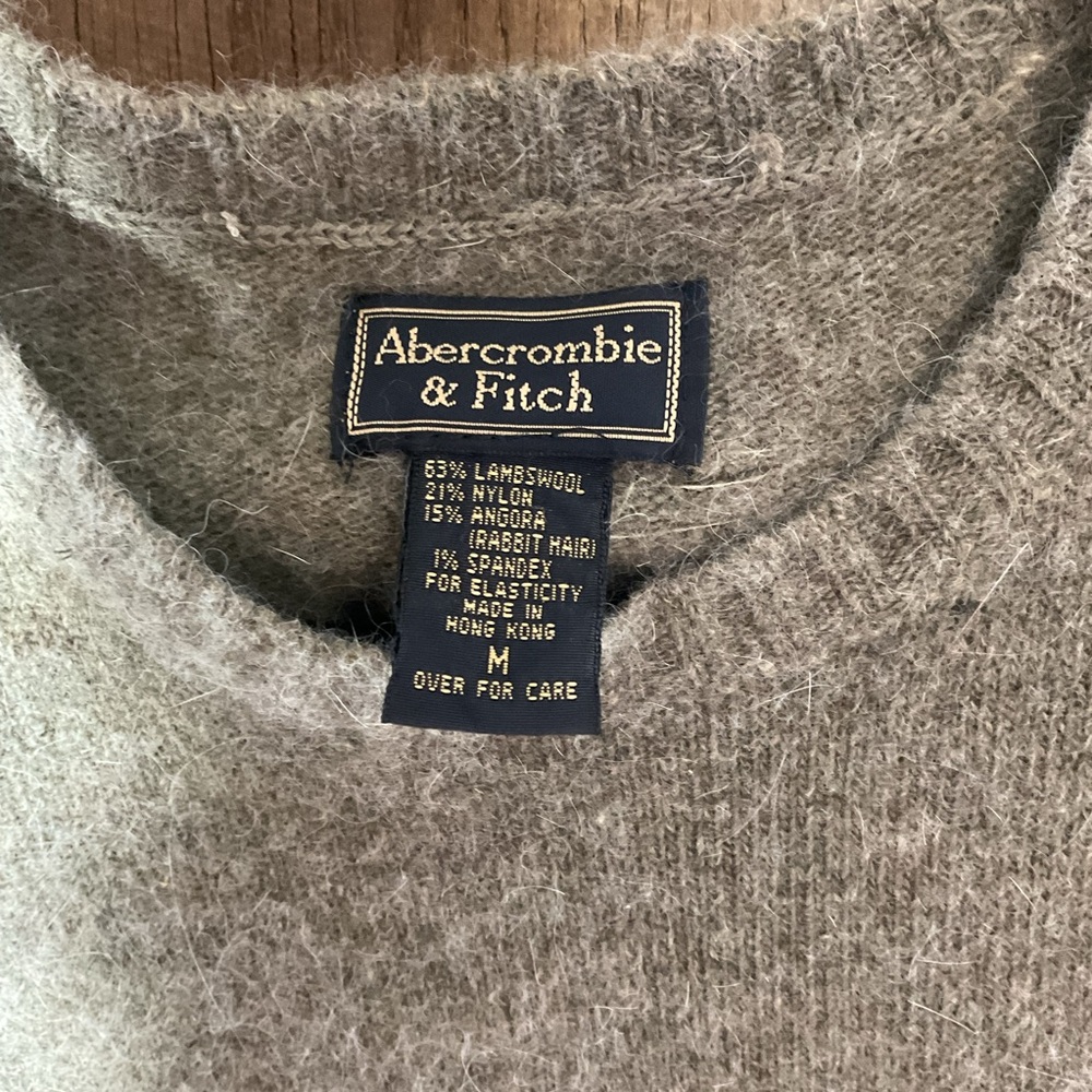 Abercrombie & Fitch Lambswool & Rabbit Hair Blend Olive Green Short SleeveSize M - Picture 3 of 5